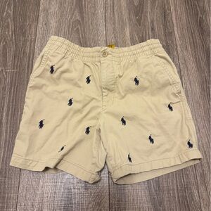 Polo Ralph Lauren Boys Beige Khaki Navy Blue  Logo Shorts Size 10